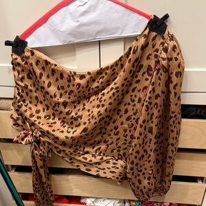 Express Animal Print One Shoulder Satin Top